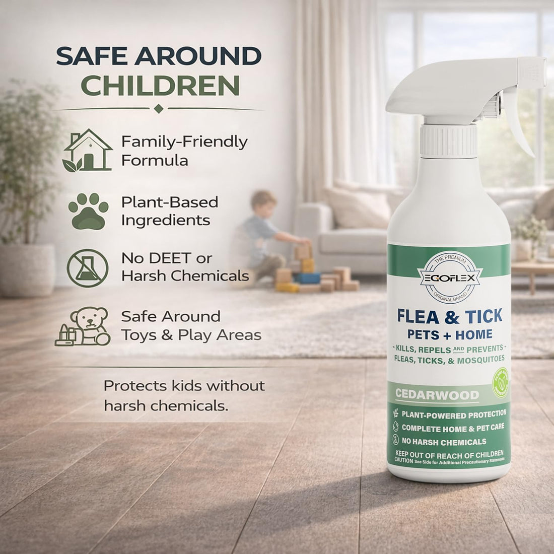 Flea Spray for Home & Pets Plant-Based Repellent with Cedarwood Scent