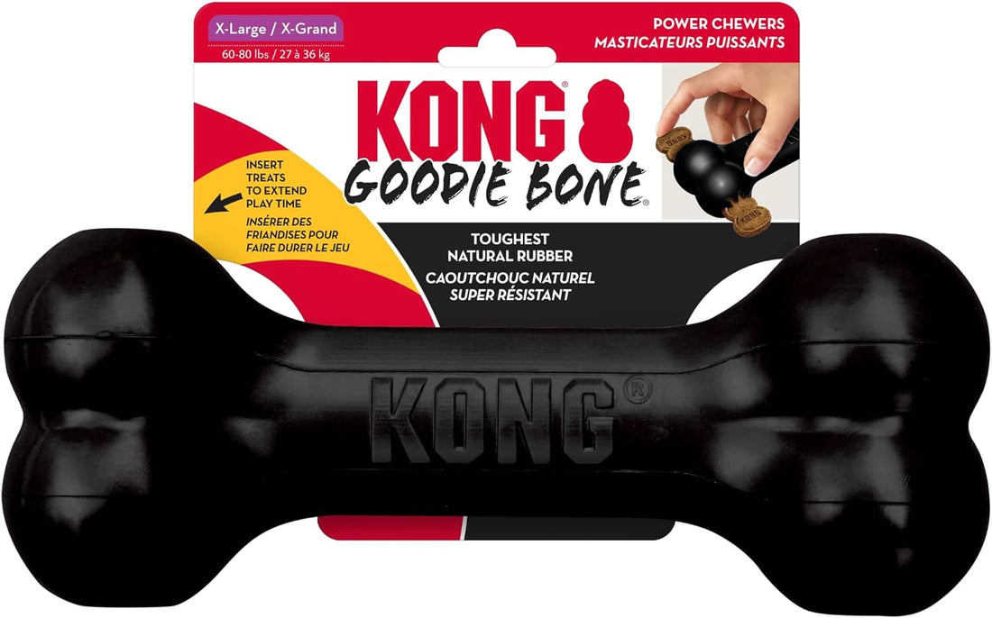 KONG Extreme Goodie Bone, Durable Natural Rubber, Black