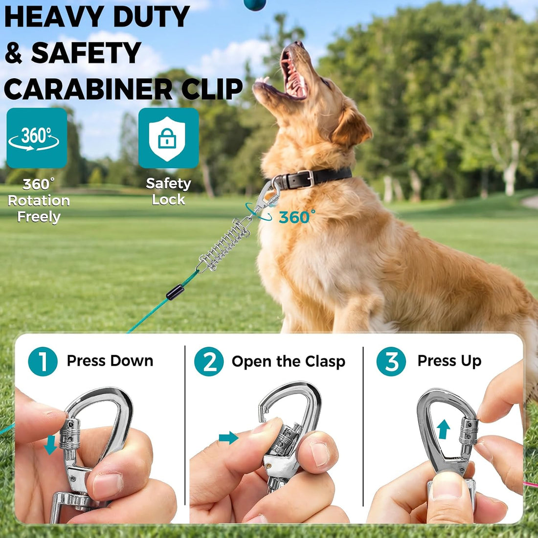 Snagle Paw Tie Out Cable for Dogs, 50FT Dog Leads for Yard Chew Proof