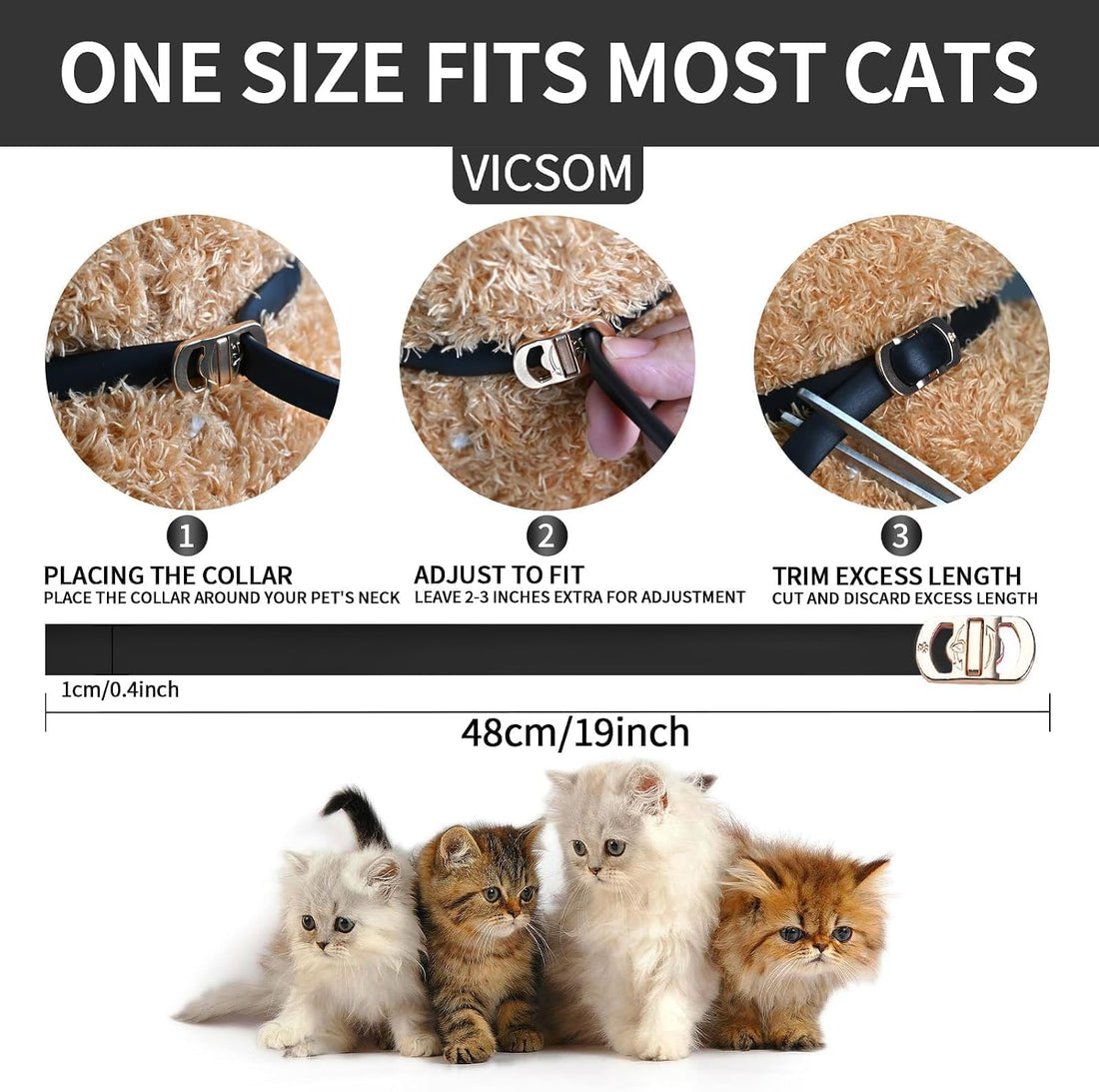 VICSOM Flea Collar for Cats, Flea and Tick Prevention for Cats, 4 Pack