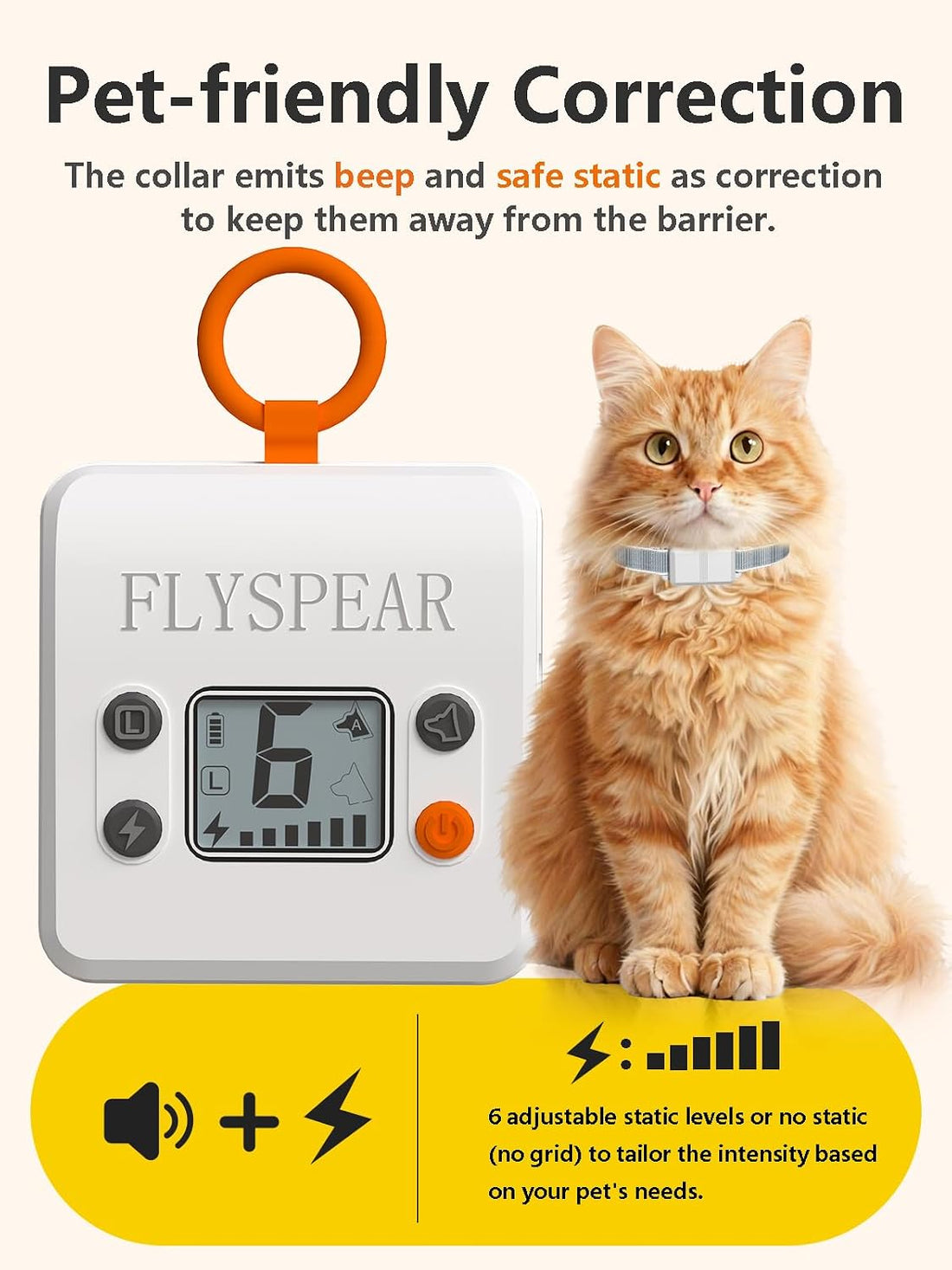 FLYSPEAR Extra Receiver Collar for Indoor Wireless Cat Barrier