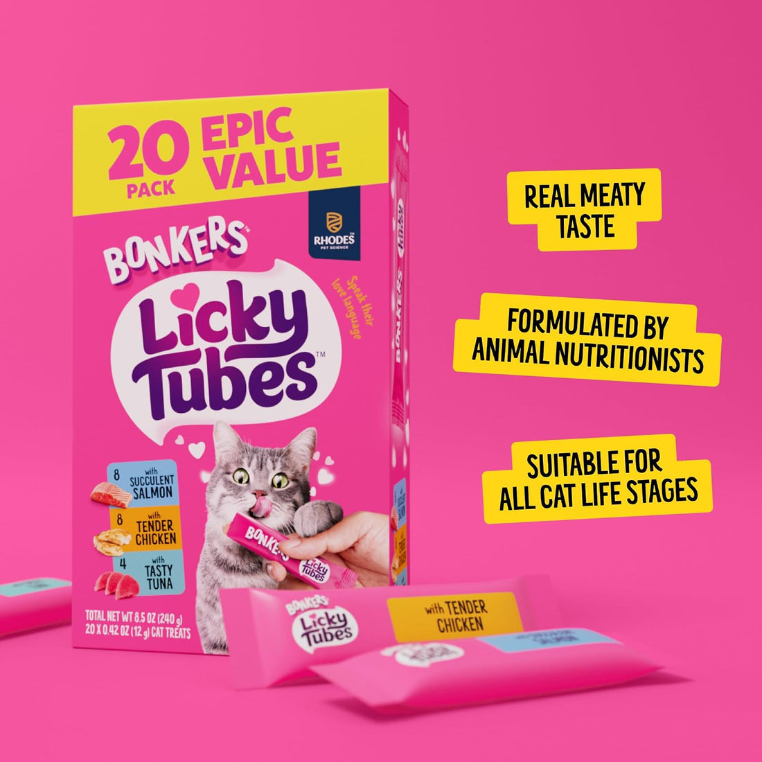 Bonkers Licky Tubes Chicken, Salmon