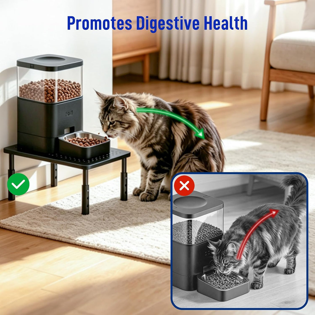 Automatic Cat Feeder Stand, Elevated Cat Food Stand & Bowl Riser