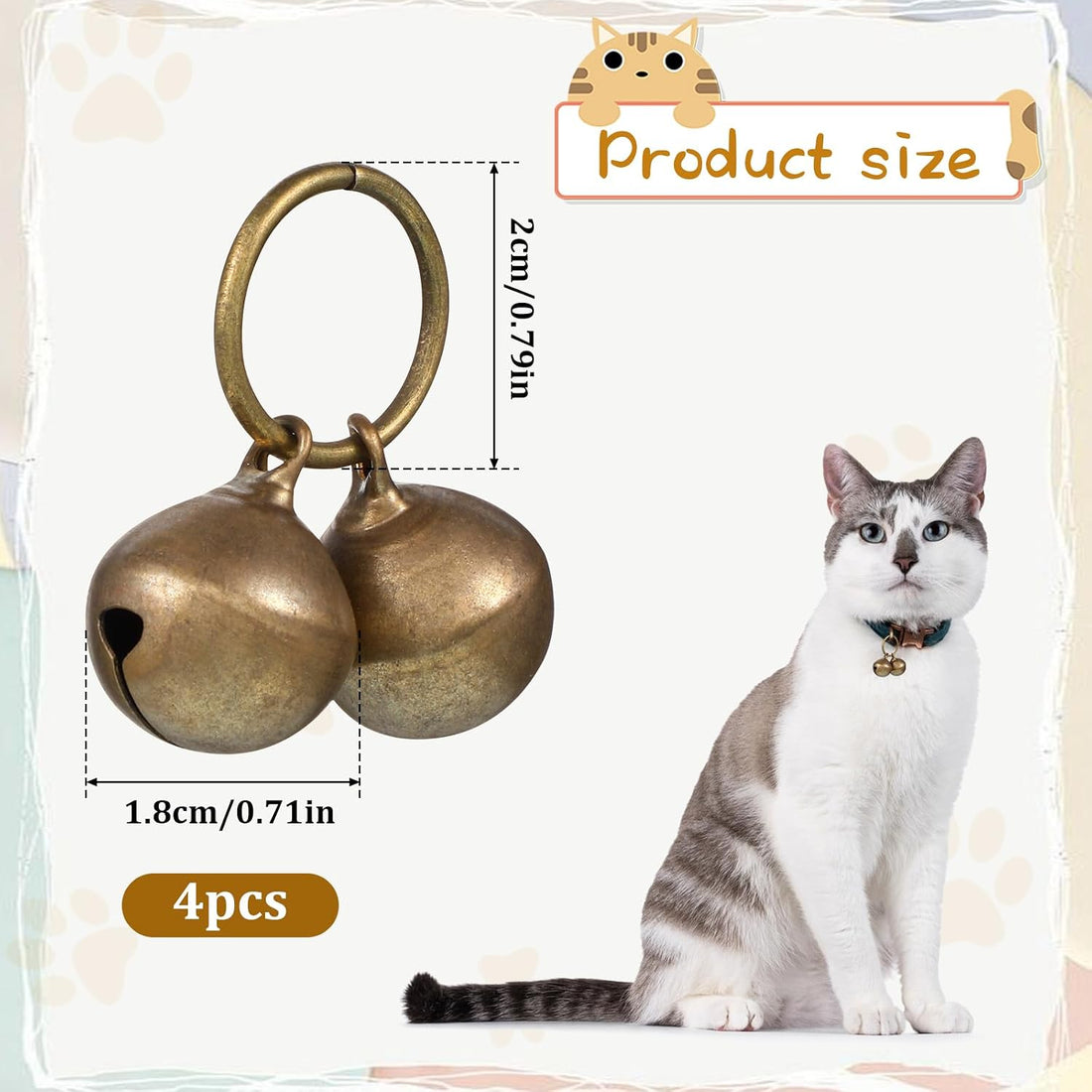 Qulkws 4 Pcs Dog Collar Bells, Bells for Cat Collars