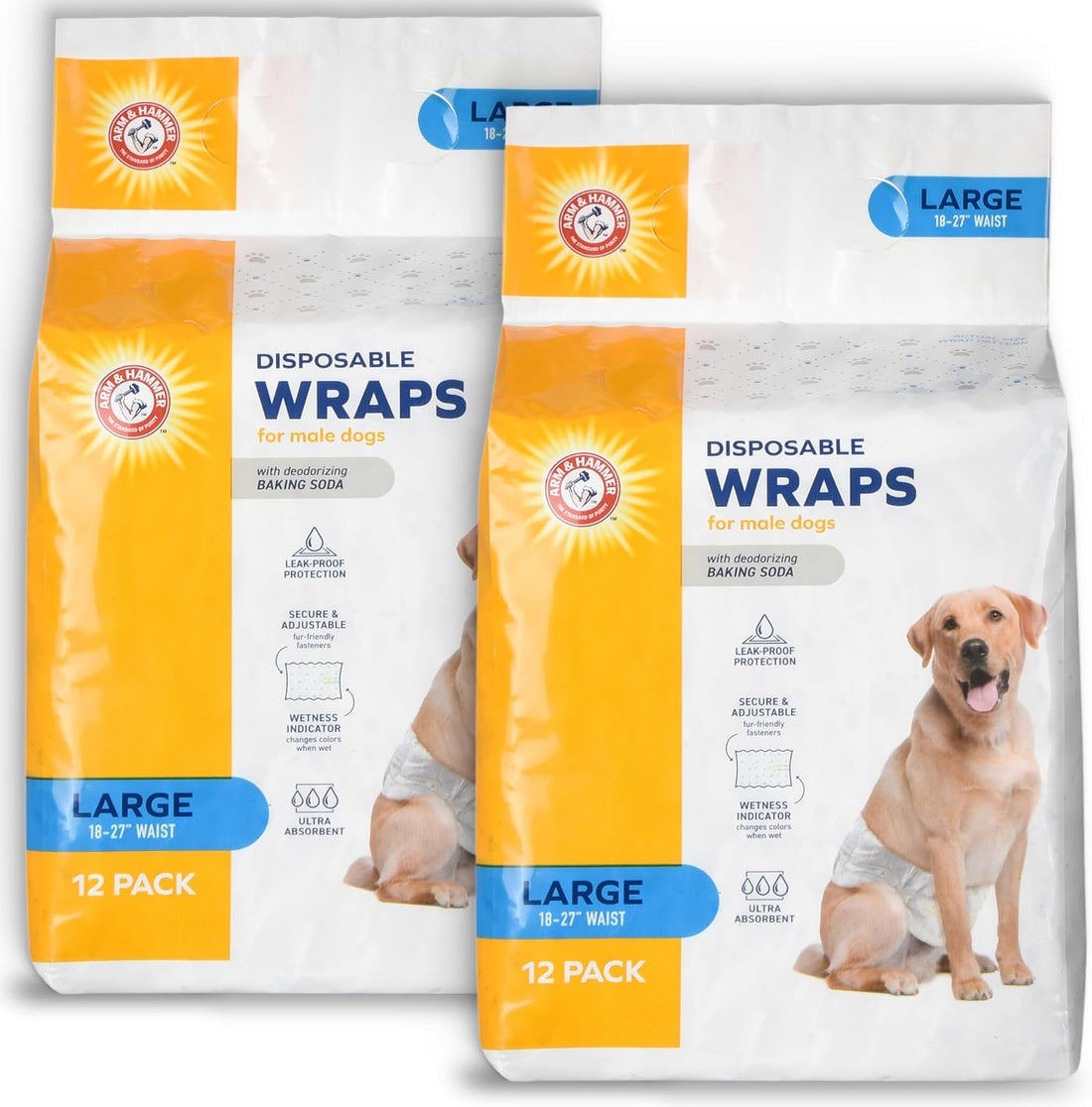 Arm & Hammer Small Male Dog Belly Band Wraps, 12 Count