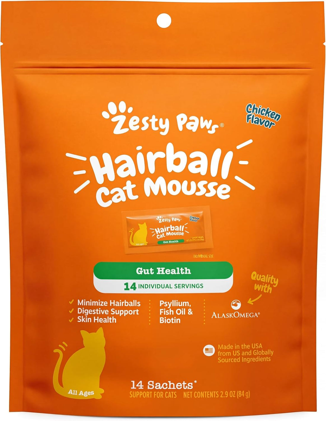 Zesty Paws Digestion Cat Mousse - Cat Vitamins Squeezable, Chicken