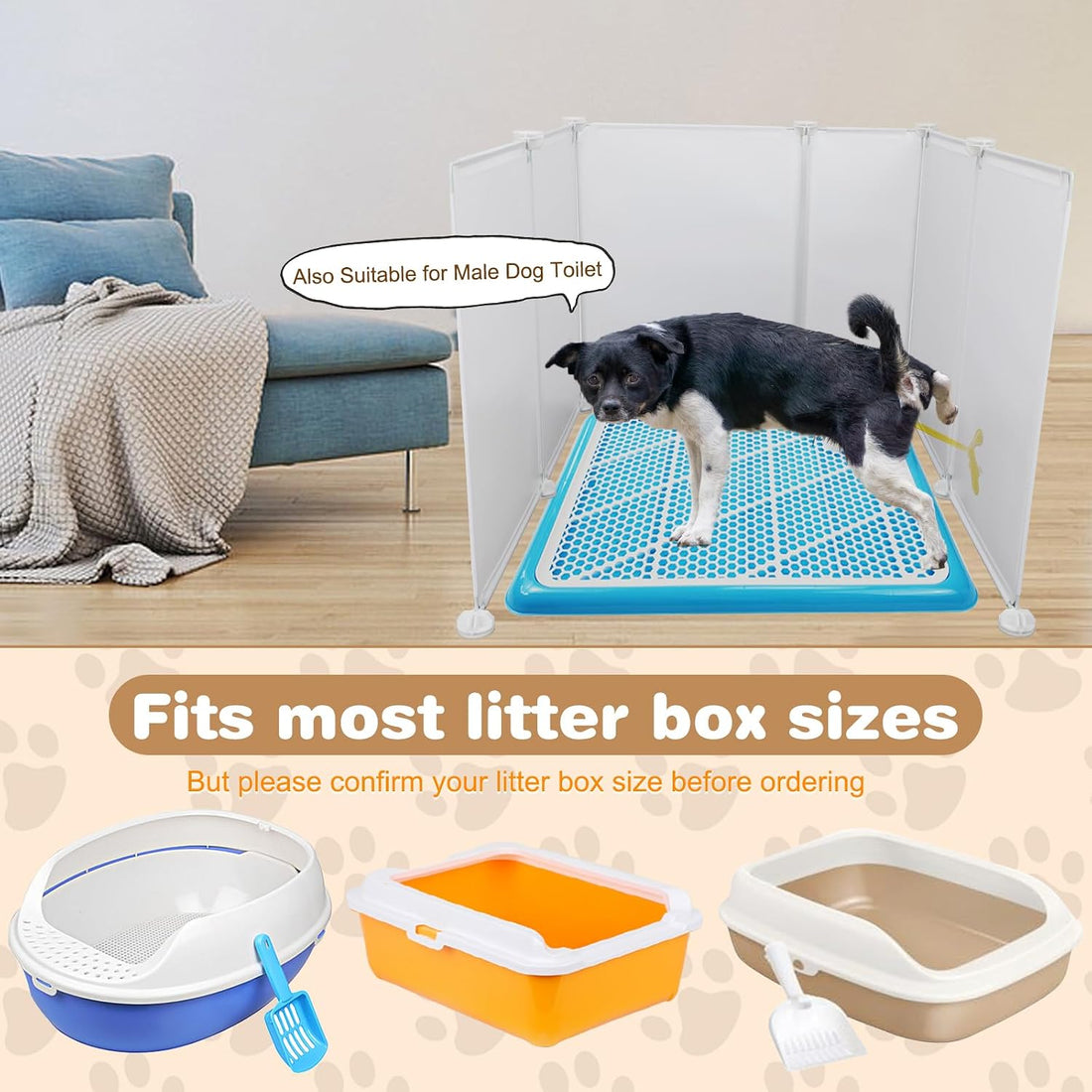 FHTONGE Large Cat Litter Box Enclosure Splash Guard to Protect Wall