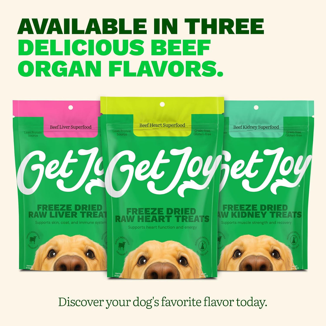 Get Joy Freeze Dried 100% Beef Heart Dog Treats, 4oz