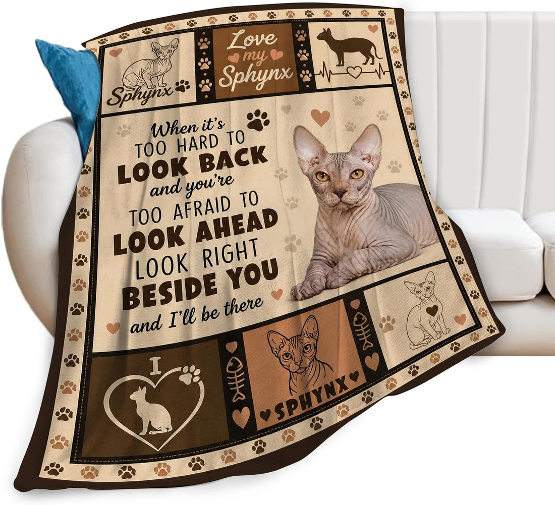 Sphynx Cat Blanket,Hairless Cat Throw Blanket Gifts 60"X50"