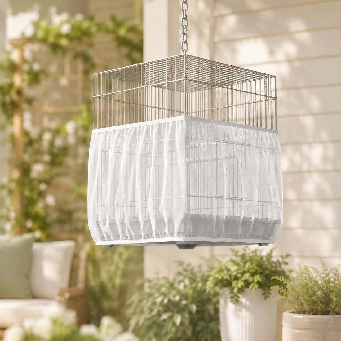 Bird Cage Seed Catcher 11.5x70.8in White Bird Cage Cover