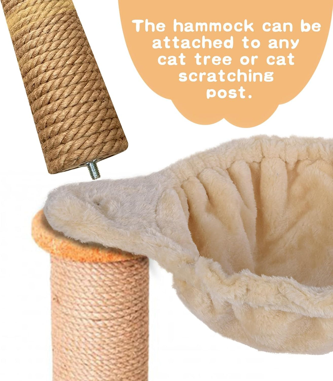 UXIETIN Beige Cat Hammock, Extra Large, Cozy Hammock with Deep Basket