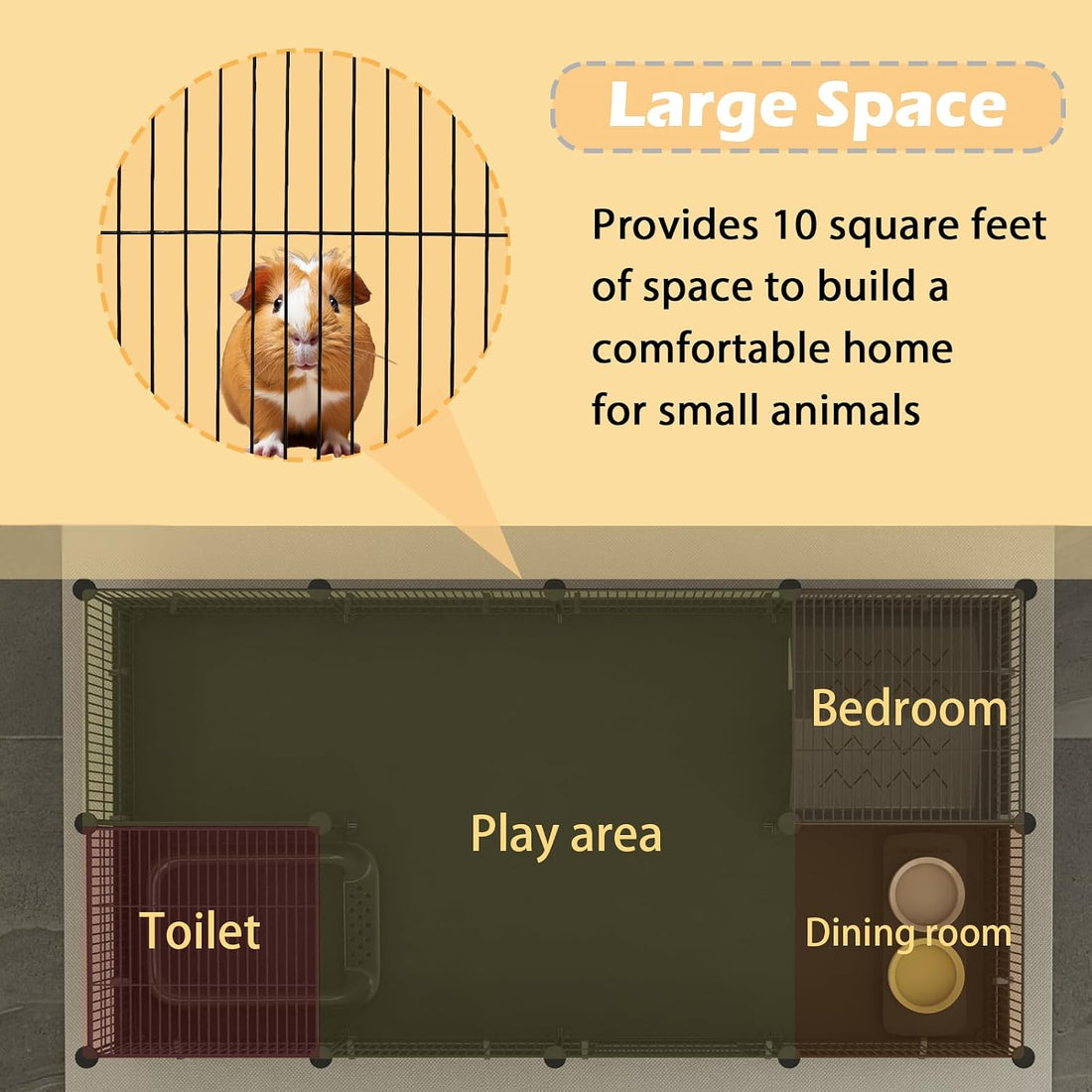 Xymoso DIY Guinea Pig Cages with Waterproof Canvas Bottom,16 Panels