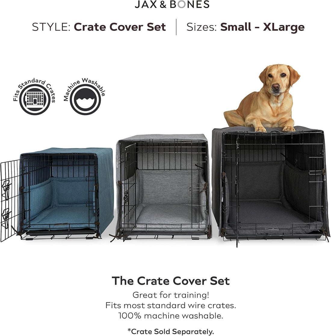 Jax & Bones Dog Crate Cover & Mat w/Bumper, Machine Washable