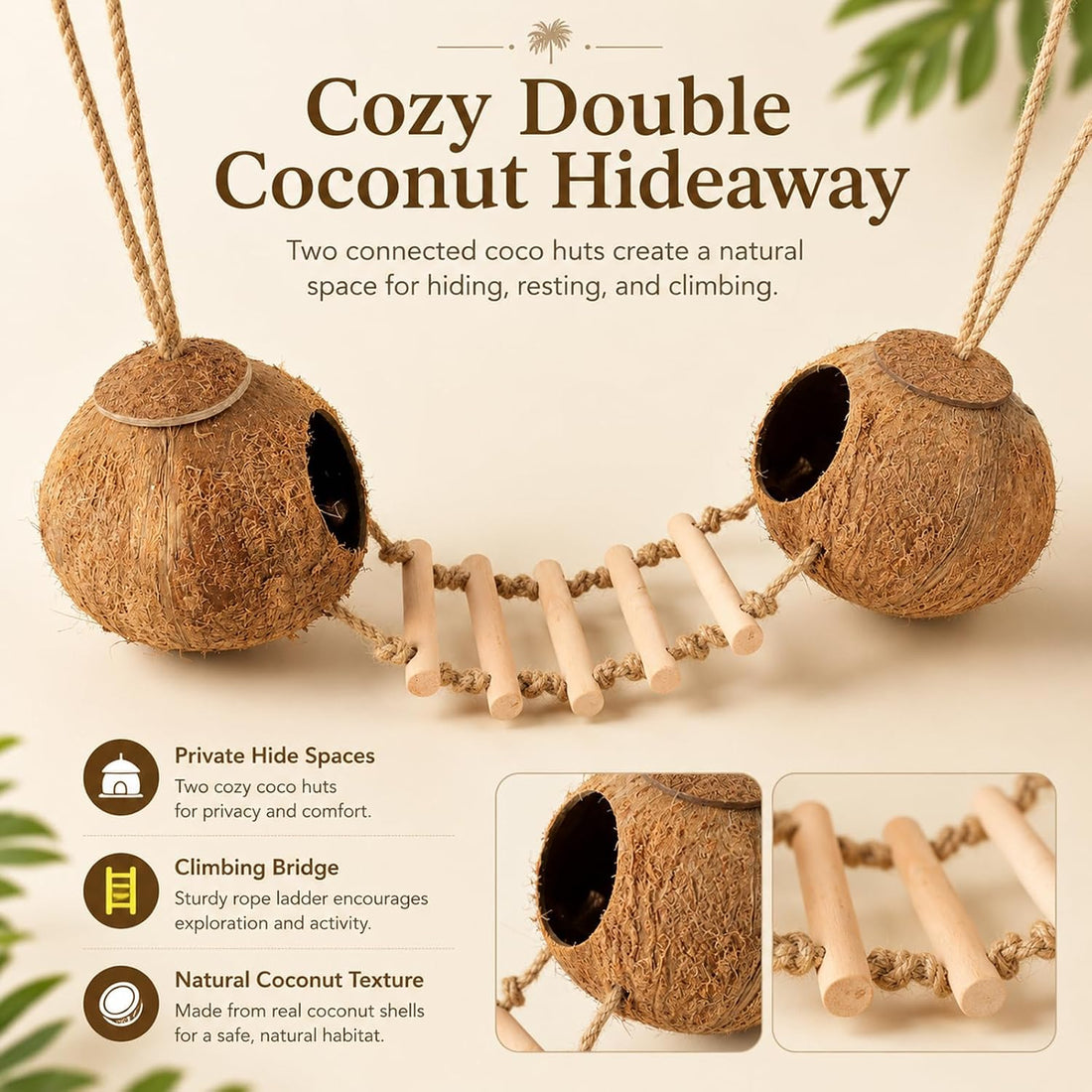 RUNANIA Crested Gecko Tank Accessories，Reptile Vines Plants