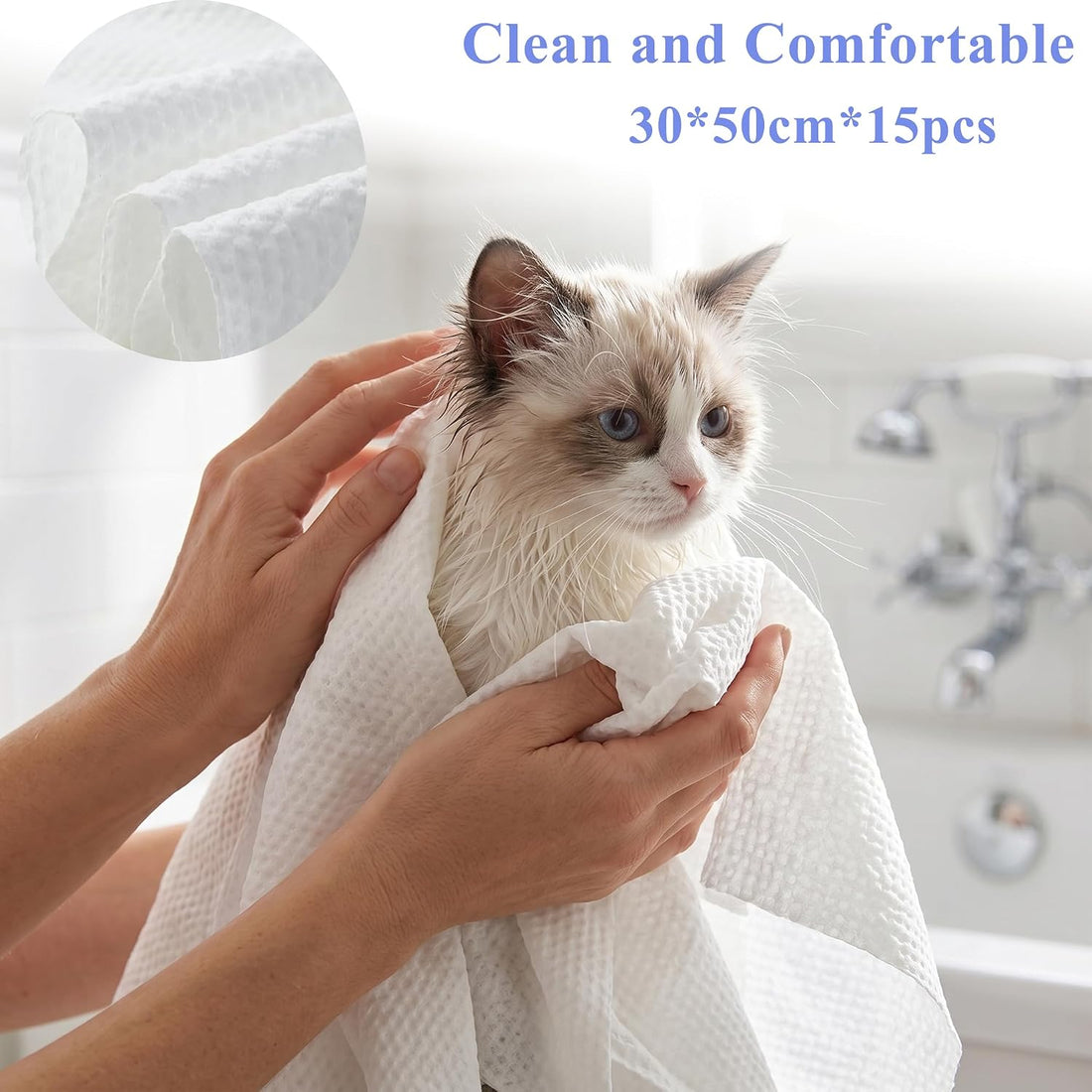 15-Pack Disposable Pet Bath Towels