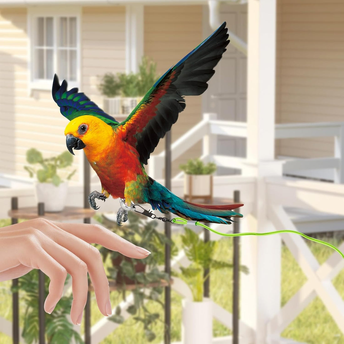 Parrot Flying Leash, 16.4 ft Training Rope with 3 Size Bird Foot Ring