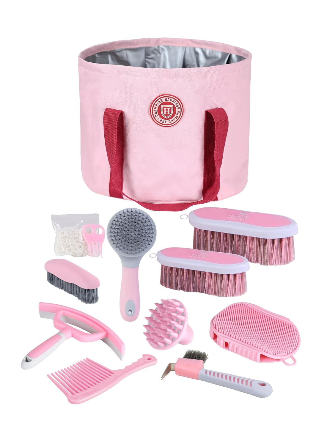 Harrison Howard 9 Piece Horse Brush Set with Organizer Tote Bag