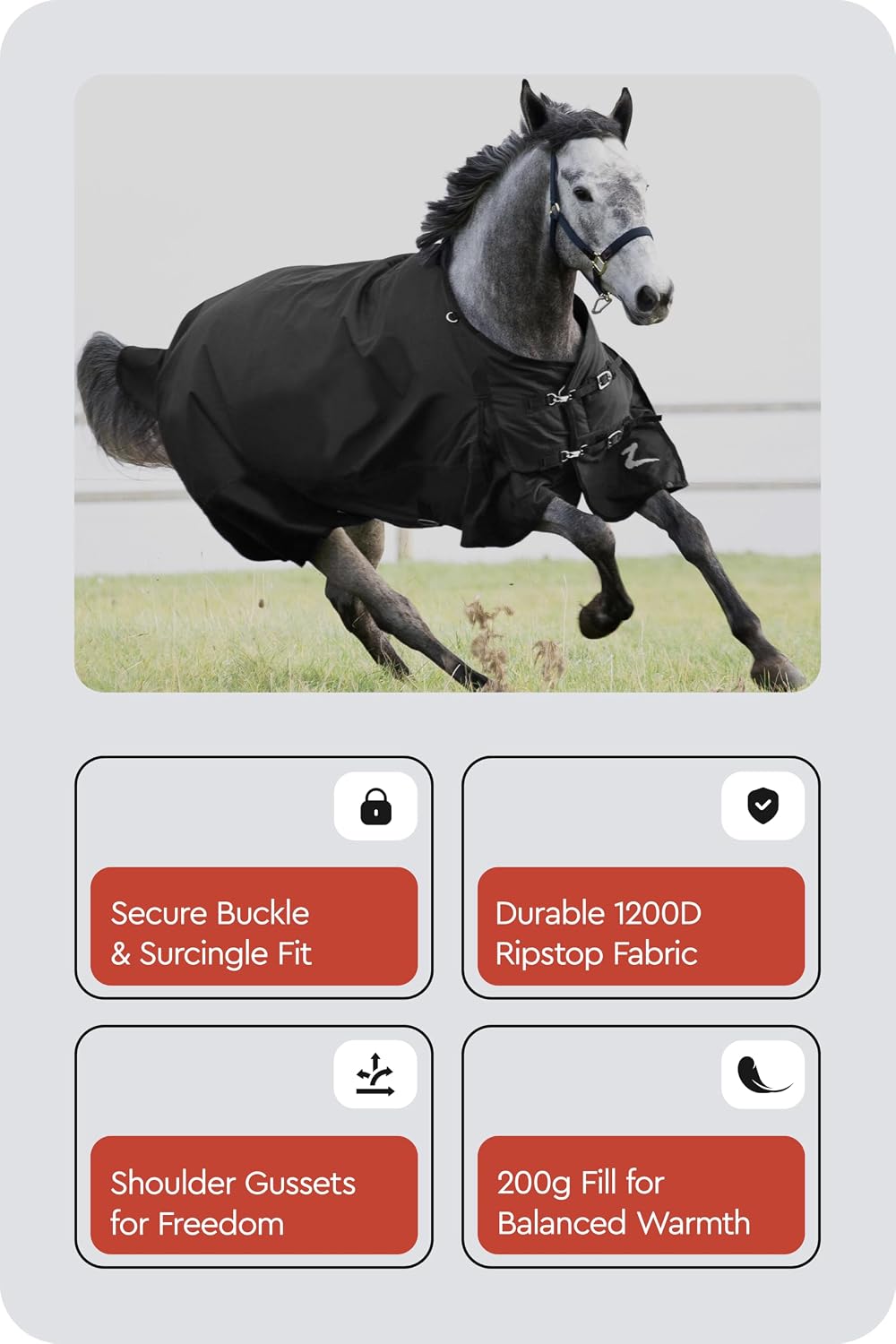 Horze Nevada Mid Weight Horse Turnout Blanket Waterproof, 200g