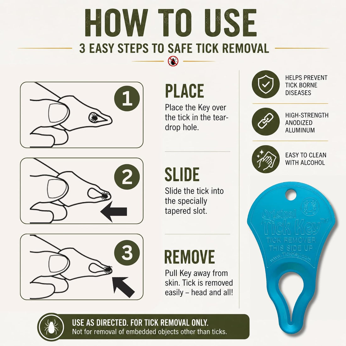 The Original Tick Key - Tick Detaching Device - Portable