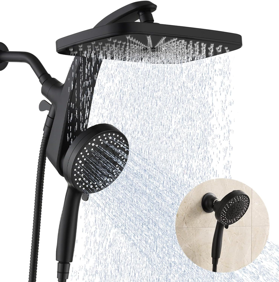 Rain Shower Head with Handheld Showerhead, Chrome 1.8GPM