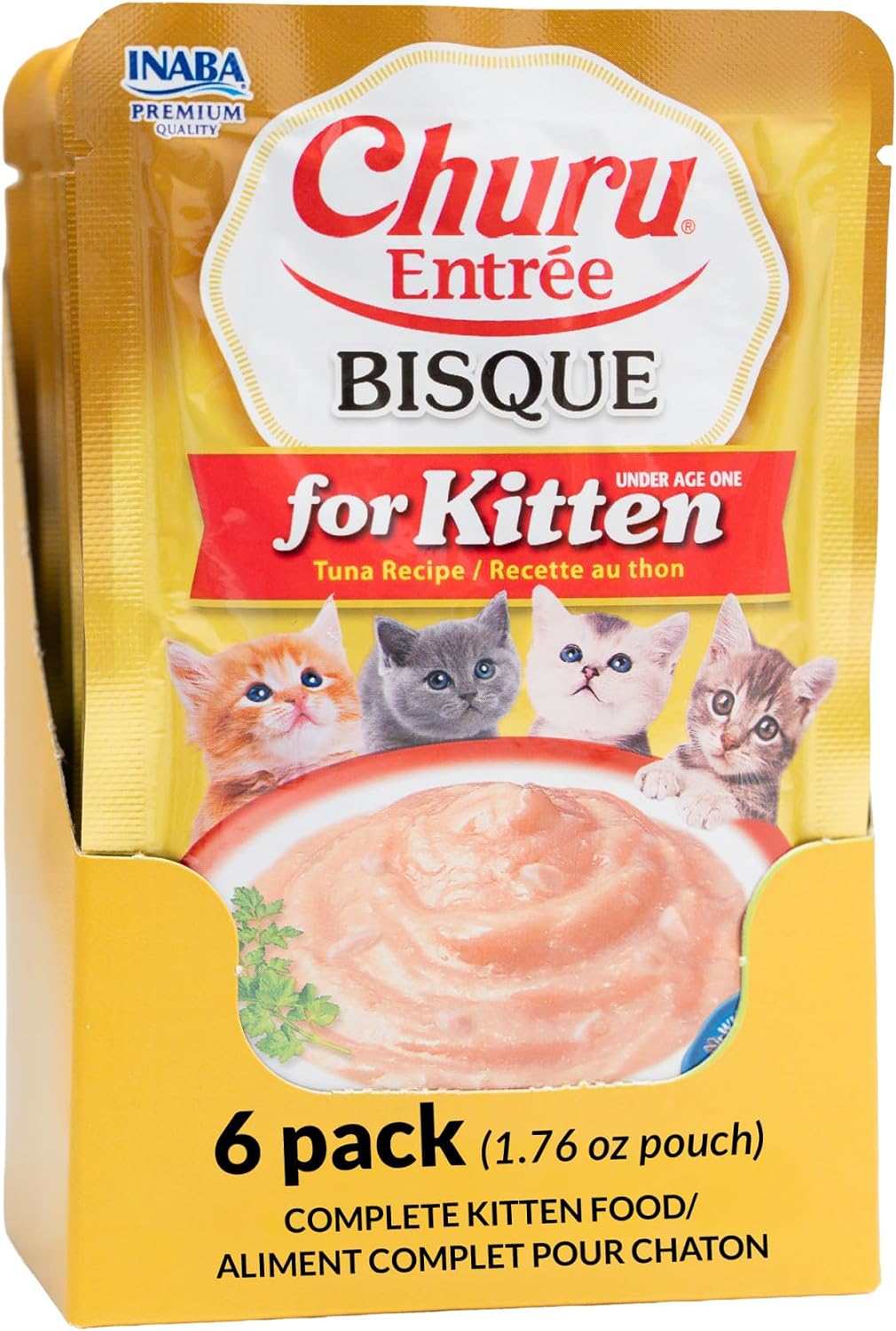 INABA Churu Entree Bisque Wet Cat Food, Chicken Cheese, 6ct