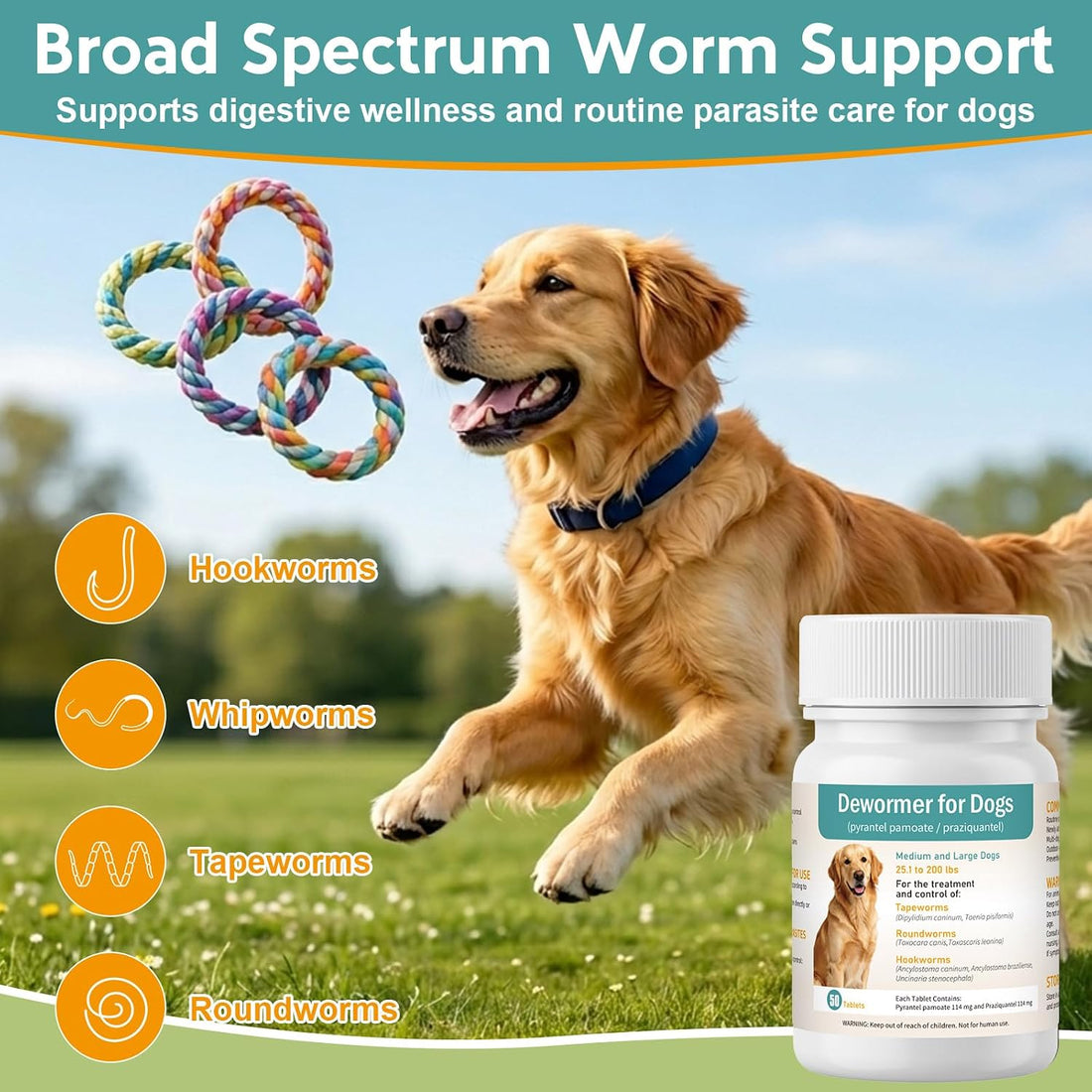 Dewormer for Dogs, Broad-Spectrum Dog Dewormer for Tapeworms