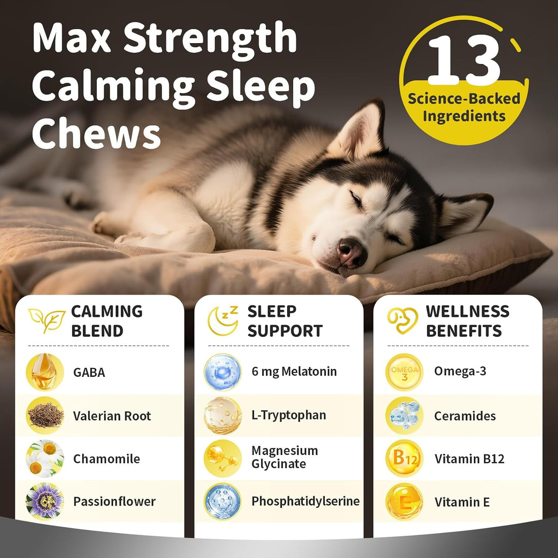Melatonin for Dogs - Dog Calming Chews for Sleep & Emotional Support