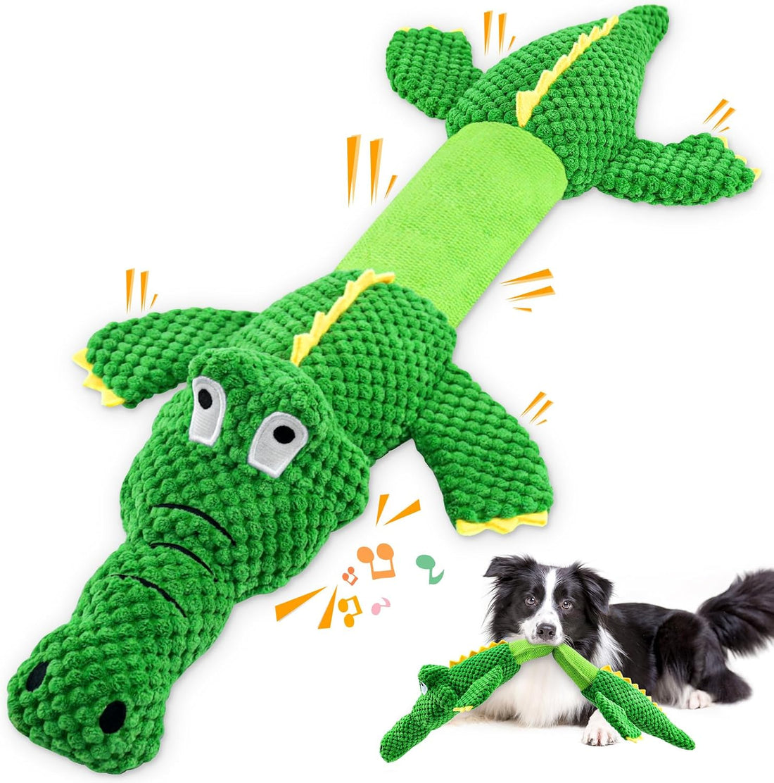 WOWBALA Dog Squeaky Toys Stretchable Crocodile for Interactive Tug
