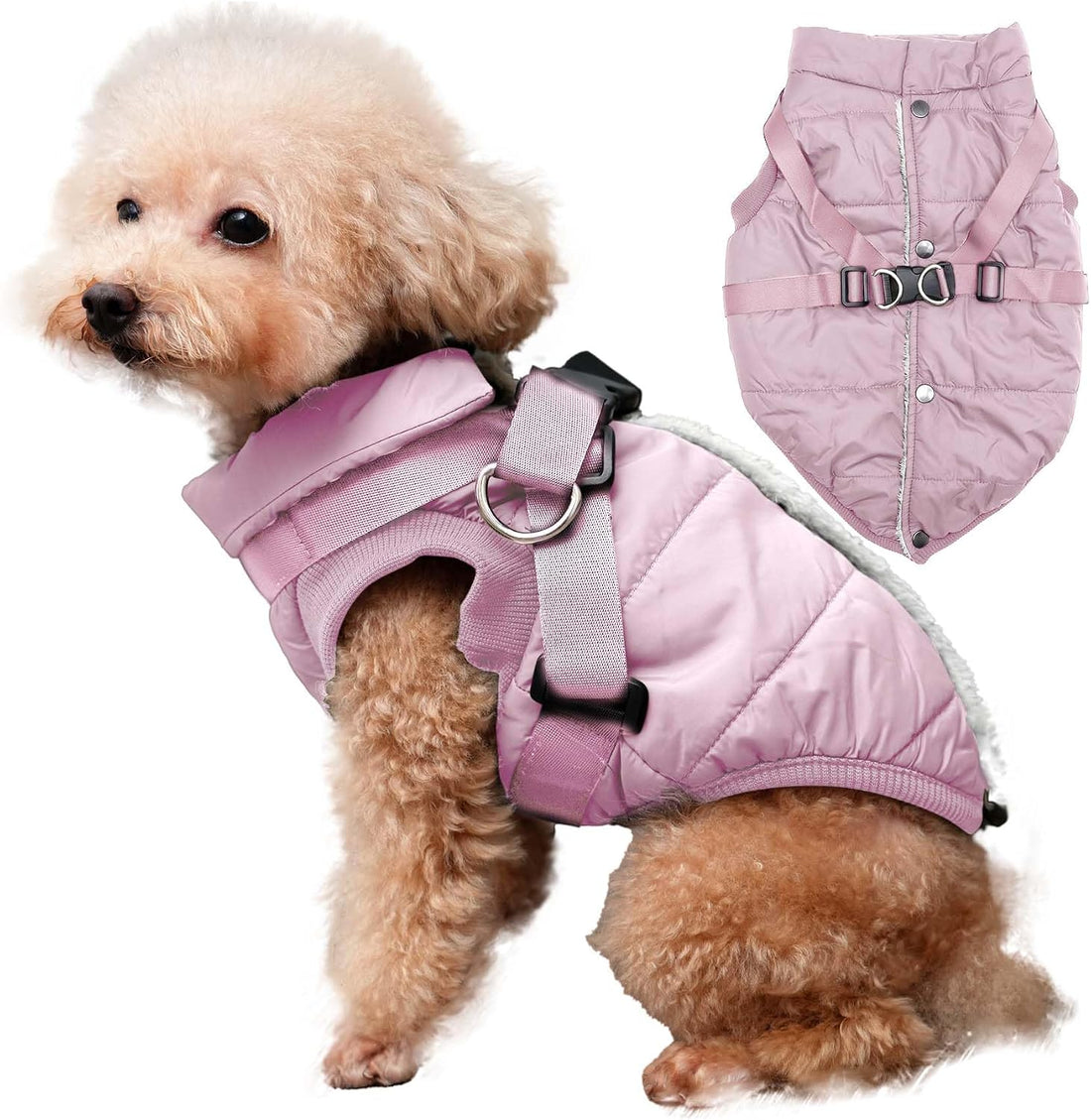 JoyDaog Dog Jacket with Harness,Puppy Coat for Small Dogs,Red XS