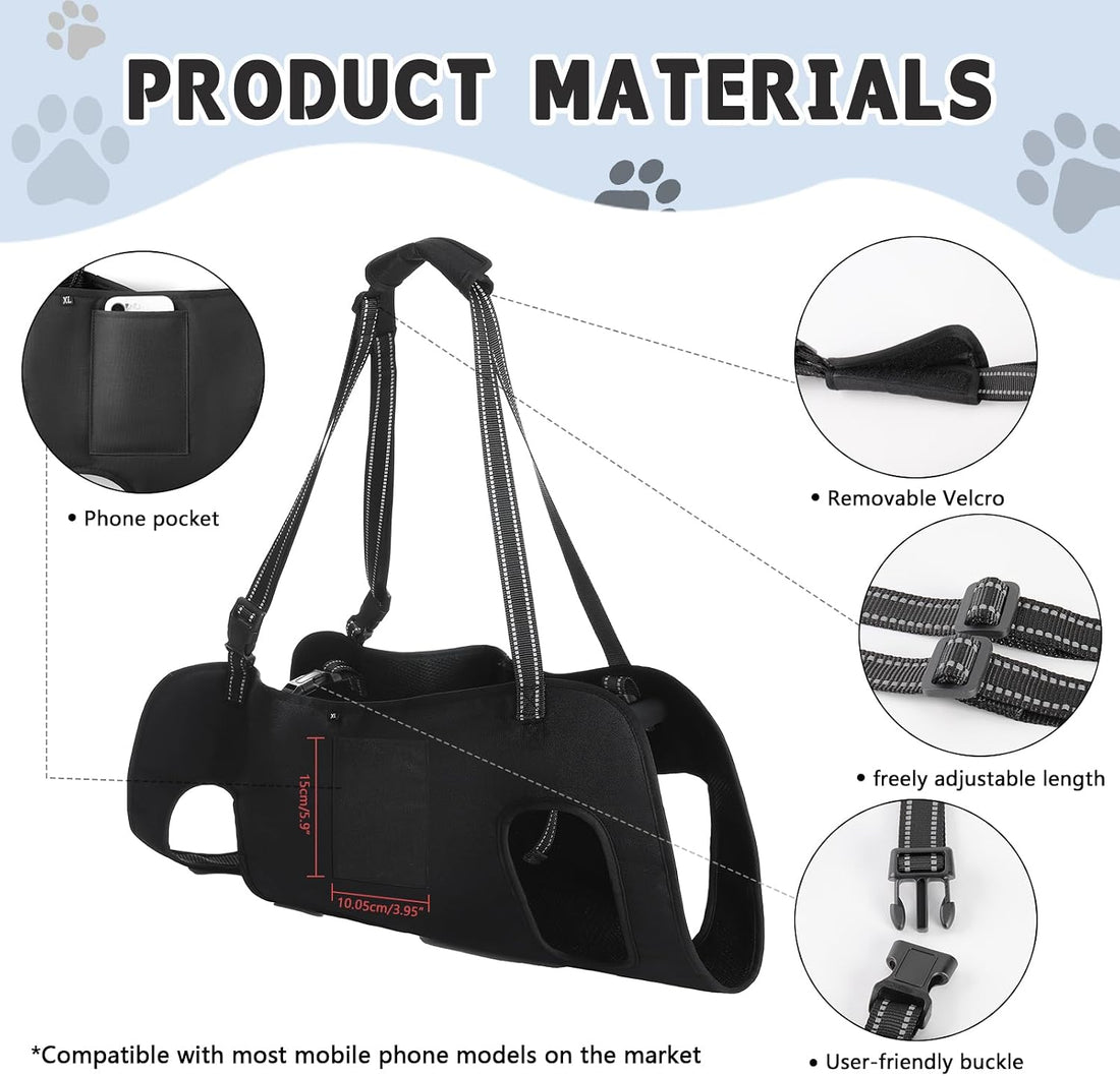 Dog Lift Harness with Pocket Full Body Adjustable Handle Sling,XL