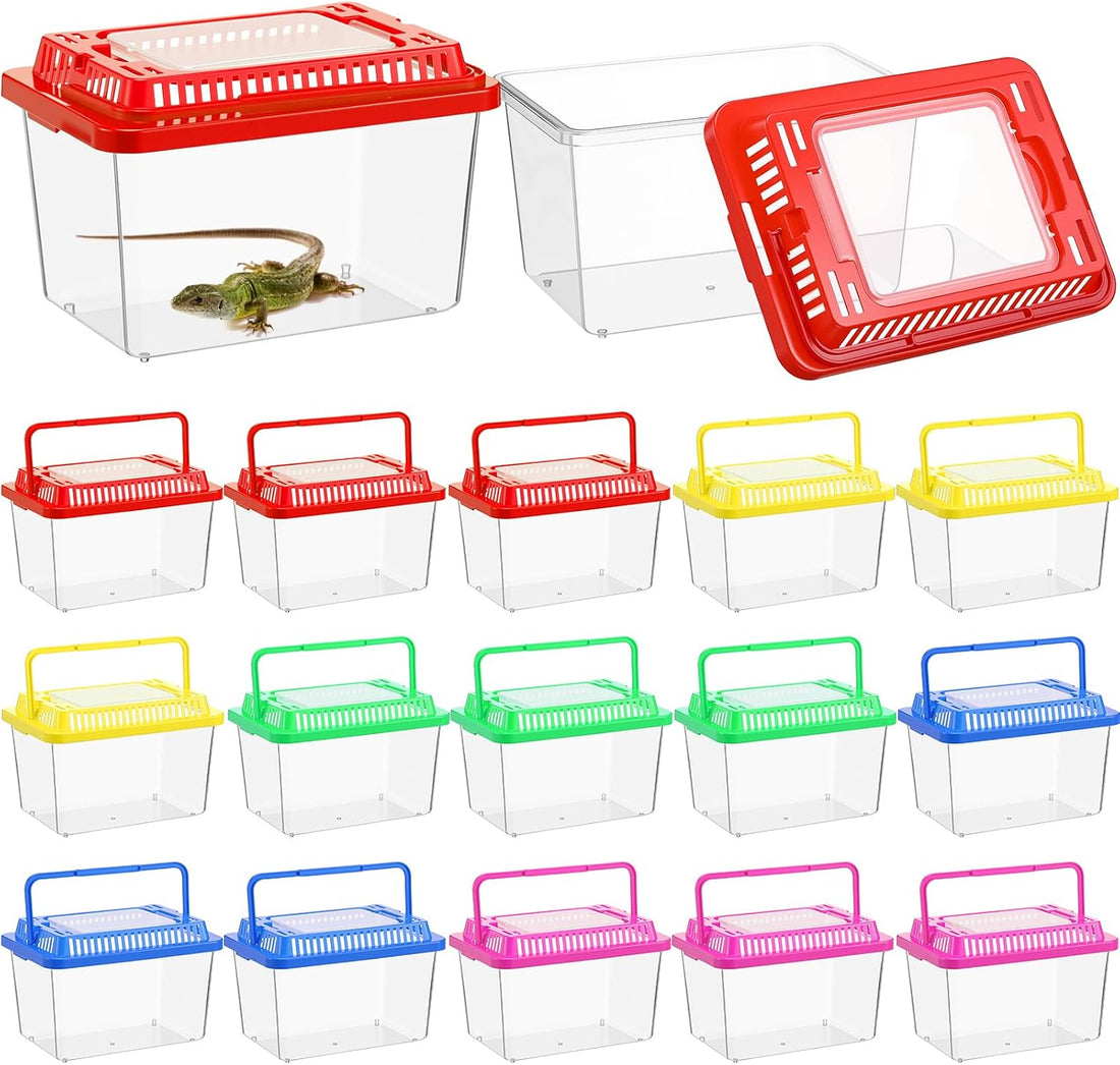 LemonRoad 25 Pcs Plastic Reptile Terrariums,Classic,5.1x3.5x3.5 Inch