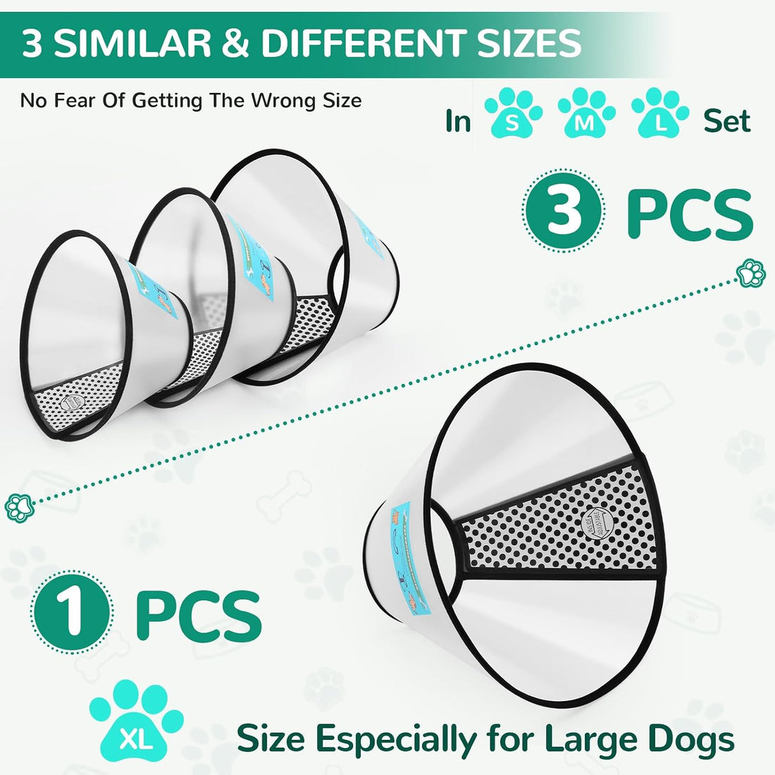 GLADOG Soft Dog Cone Collar – 3 Similar Sizes per Set for Better Fit