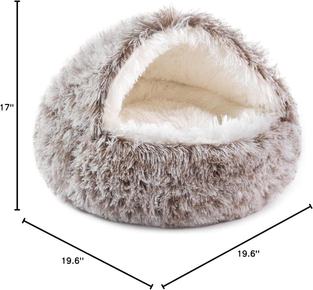 NOYAL Hooded Donut Bed, Calming Cave for Cats & Small Dogs