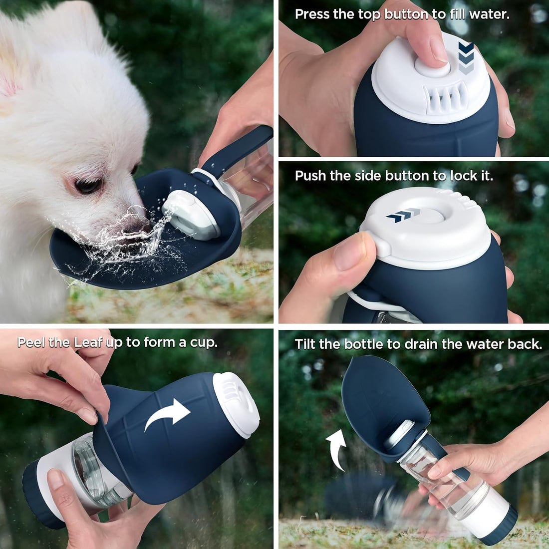 Uppetly Dog Water Bottle, Pet Water Bottle with Food Container