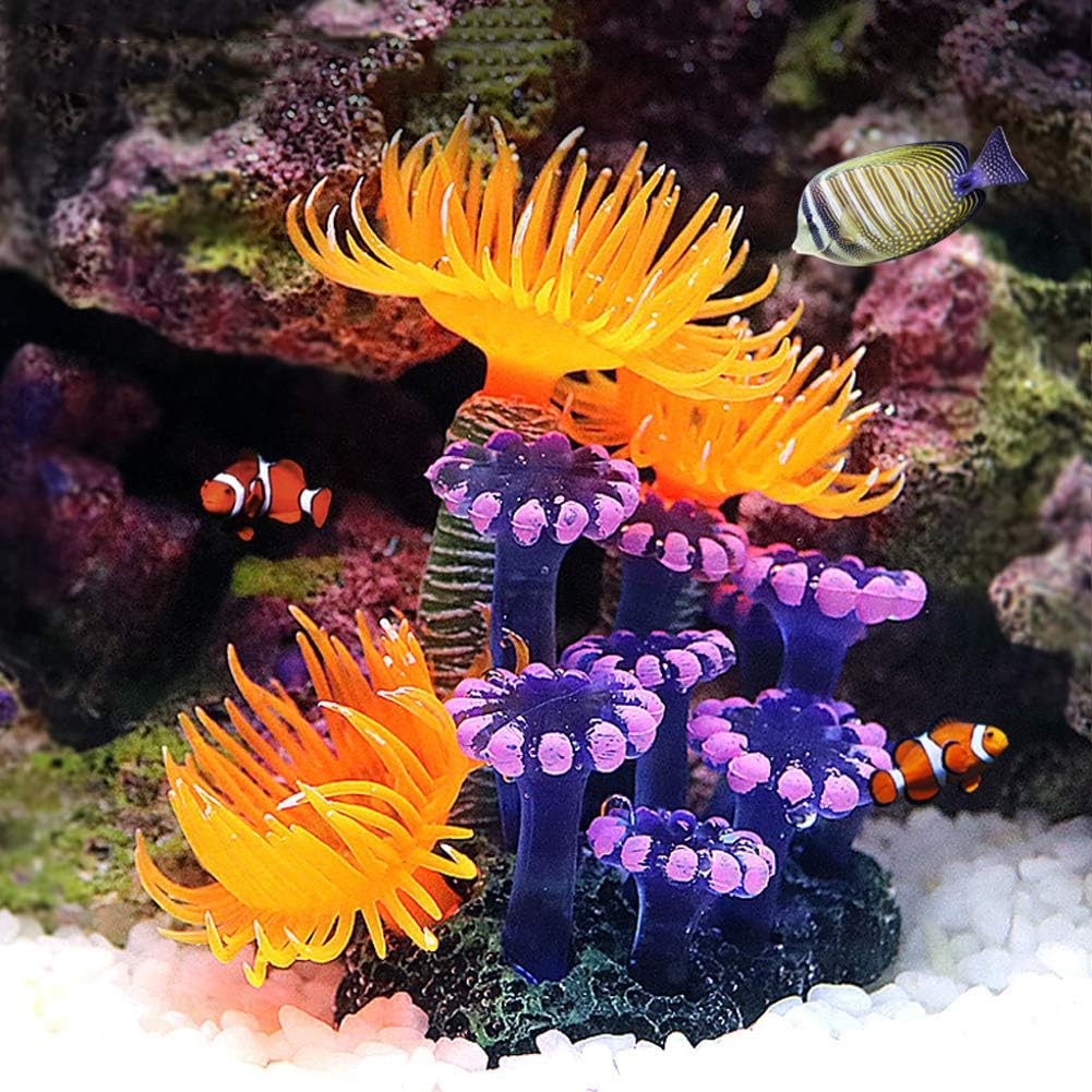 TOPINCN Silicone Sea Anemone Aquarium Ornament, 2.4 x 2 x 3.1 in
