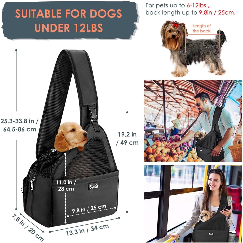Lukovee Pet Sling, Removable Hard Bottom for Small Dogs, 6-12 lbs