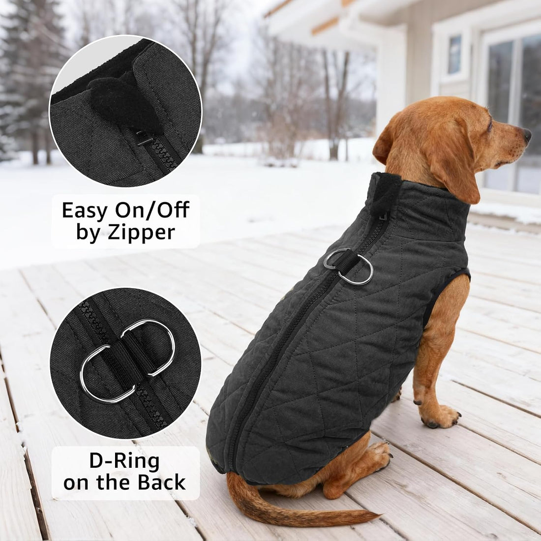 SCENEREAL Winter Dog Vest Coat with Harness Built in