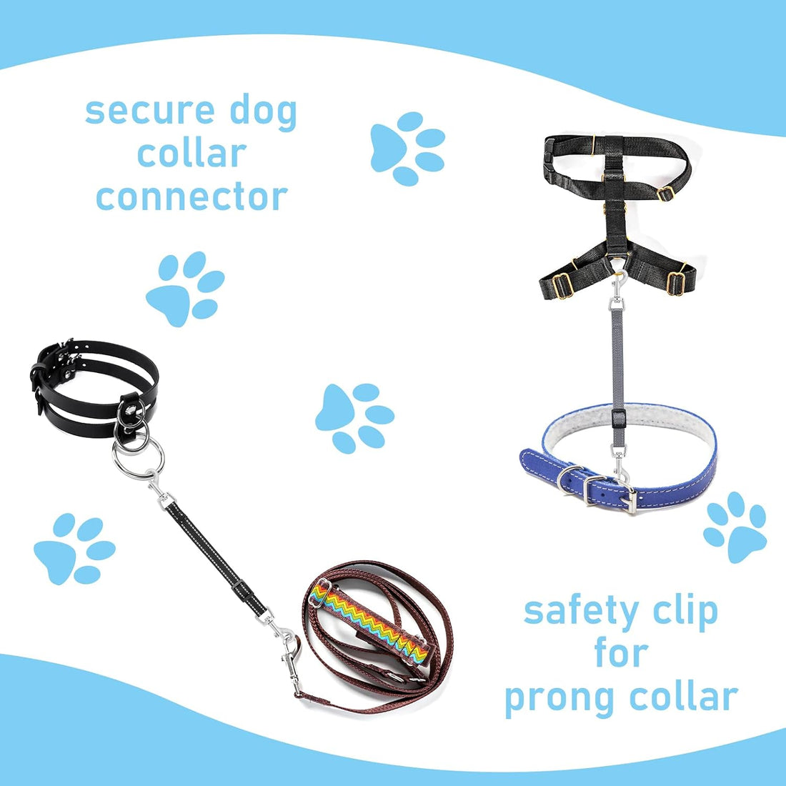 Cobee Dog Collar Clips, 2 Pcs Reflective Nylon Prong Collars Backup