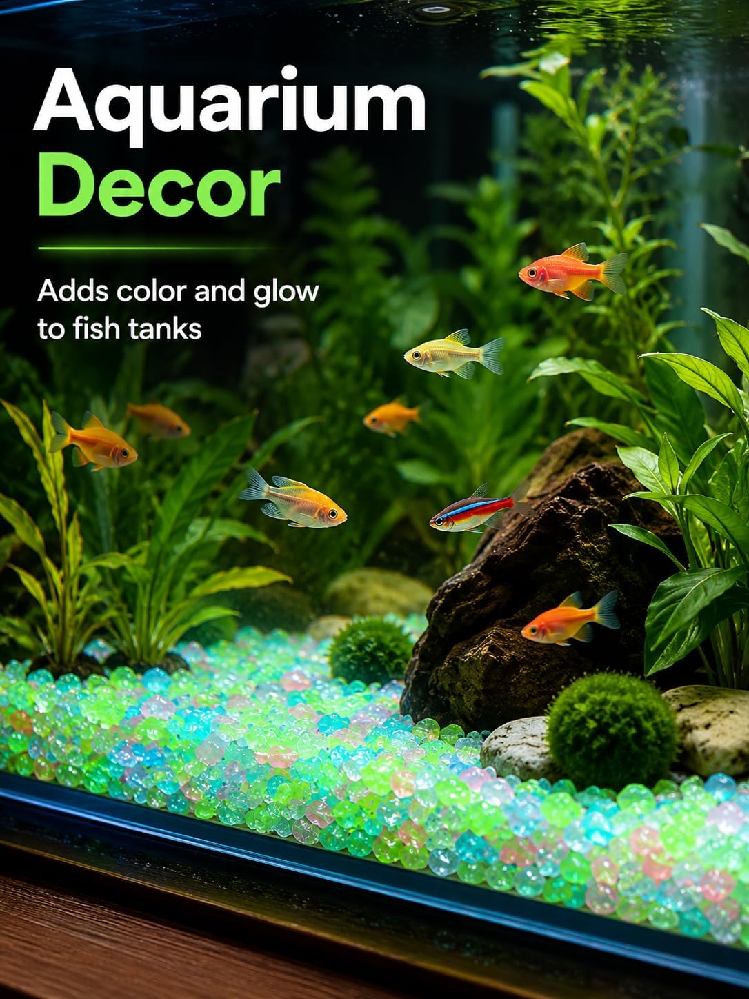 1000PCS Tank Rocks Glow Blue Fish Tank Decorations