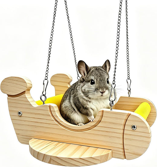 Chinchilla Toys Wooden Hammock Airplane Swing Hanging Perch Cage