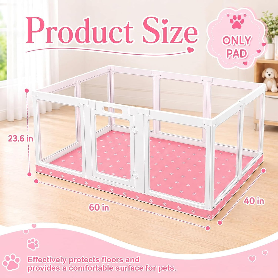 Dog Playpen Bottom Pad Fits for 60'' x 40'' Acrylic Puppy Playpen