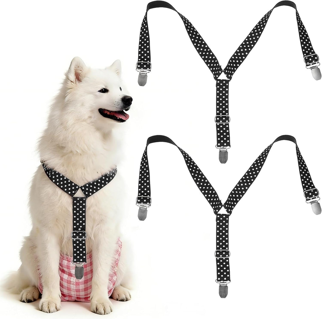 Pet Diapers Keeper Suspender, M, Black, 2 Pcs