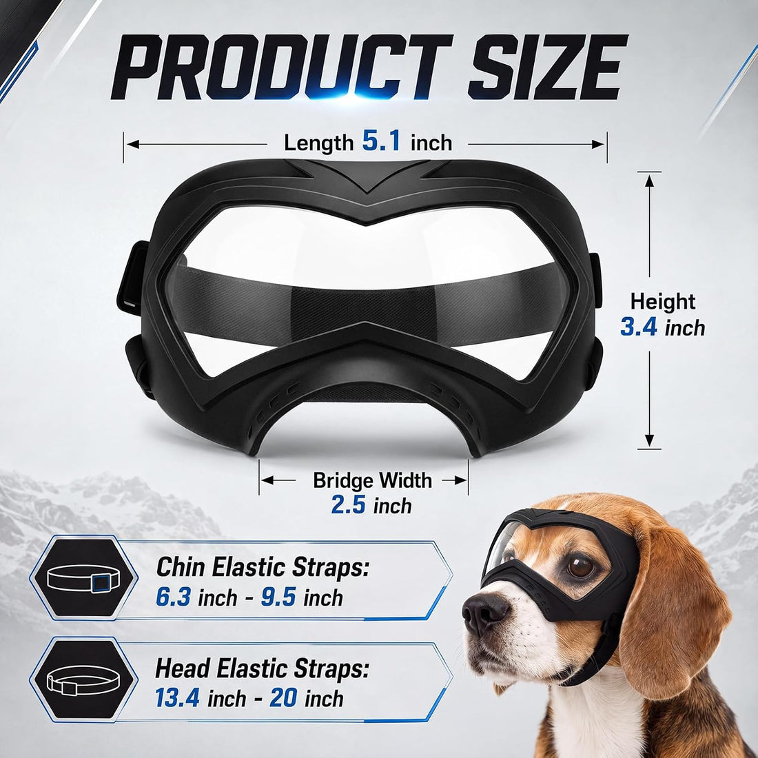 Dog Goggles for Large Dogs Eye Protection Wide Snout
