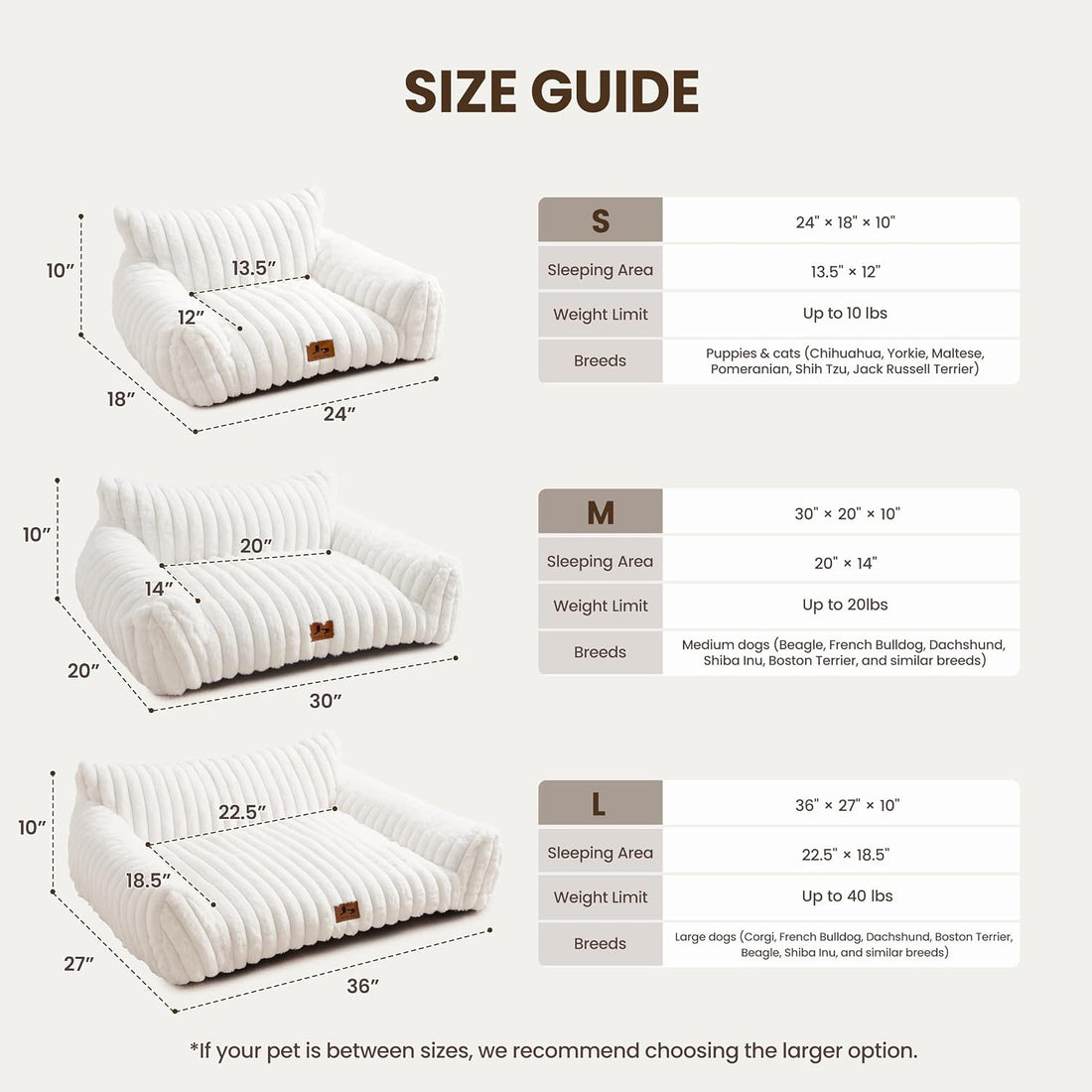 Warmrest Dog Couch for Pets, Cute Small Dog Bed Medium Size Dogs