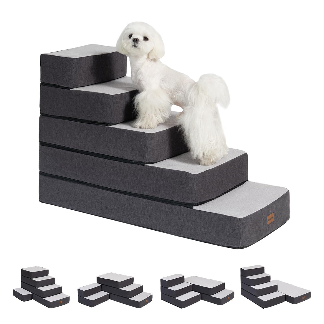 Garnpet 5-Step Adjustable Dog Stairs for High Beds