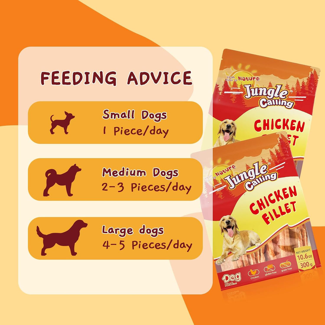 Jungle Calling Chicken Jerky Dog Training Treats, High Protein