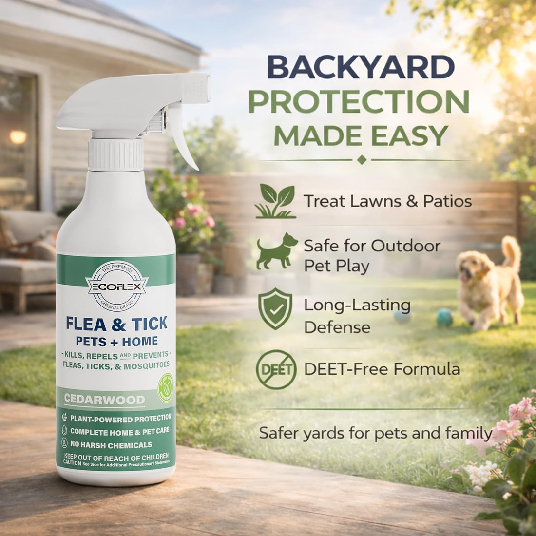 Flea Spray for Home & Pets Plant-Based Repellent with Cedarwood Scent