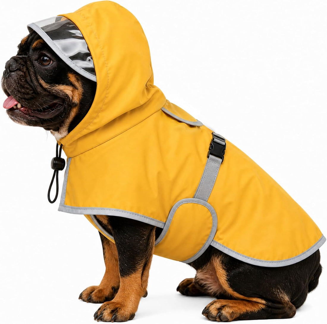 Dog Raincoat Waterproof Reflective Adjustable Hooded Windproof Jacket