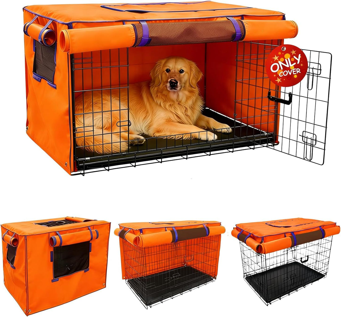 48-Inch Grey Dog Crate Cover, Light-Blocking Roller Shade -Cover Only