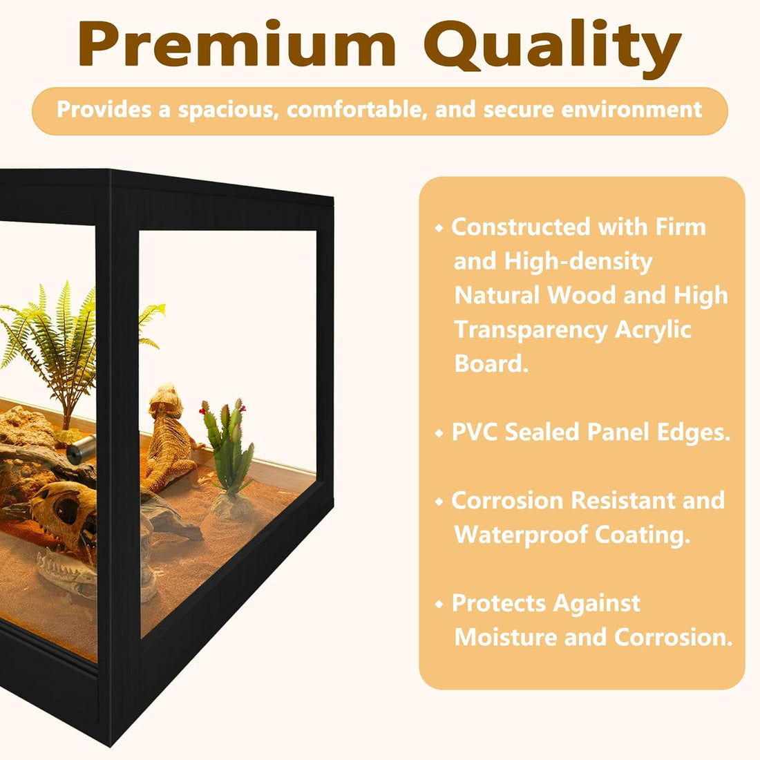 PROLEE Retile Tank,Bearded Dragon Tank,Lizard Tank with Metal Mesh
